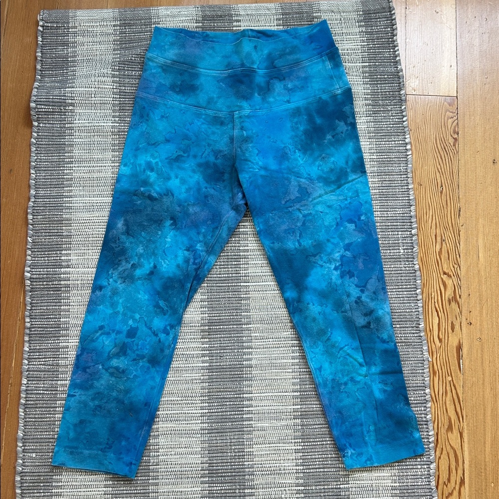 HARD TAIL FOREVER tie dye blue capri yoga leggings size S 90% cotton 10% lycra - Picture 10 of 13